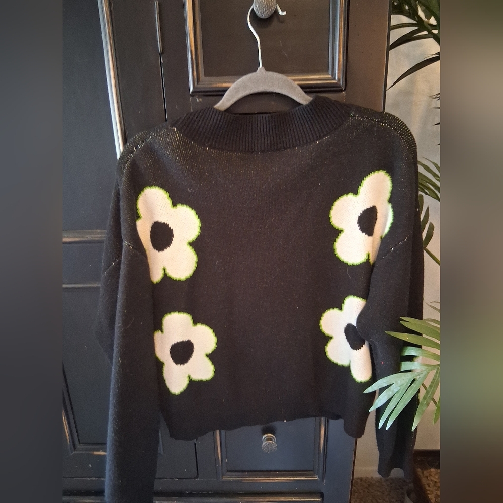 Black Floral Women's Sweater - Picture 2 of 3
